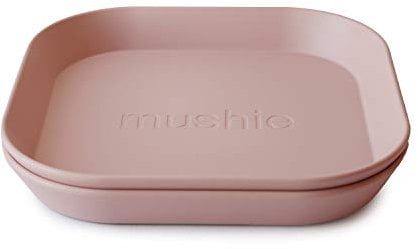 Mushie Piatti Bambini | Set di 2 Piatti Senza BPA | Stoviglie Sicure per Lavastoviglie e Microonde | Prodotto in Danimarca | Blush
