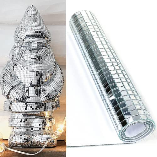 WDragon 3600 Stück Echtglas Silber Spiegel Mosaik Fliesen Aufkleber für Bastelarbeiten Quadratische Glasfliesen Selbstklebend, 5 mm x 5 mm