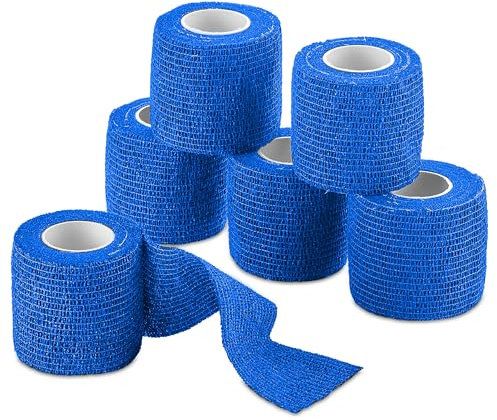 6er-Pack, selbstklebendes kohäsives Klebeband – 5,1 x 1,2 m, selbstklebende Bandagenrollen und Sport-Sportbandage für Knöchel, Handgelenk, Knieverstauchungen und Schwellungen, Tierarztbandagen