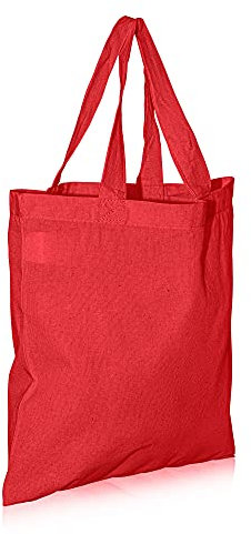 IMFAA Pack of 10 Premium Quality Long Lasting 100% Cotton Canvas Tote Reusable Shopping Bags Ideal for Printing and Embroidery (Red,Large 50x40x60)