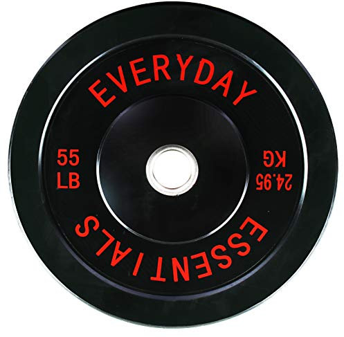 Signature Fitness Everyday Essentials olympische Hantelscheibe mit Stahlnabe, farbcodiert, Einzelstück, Schwarz