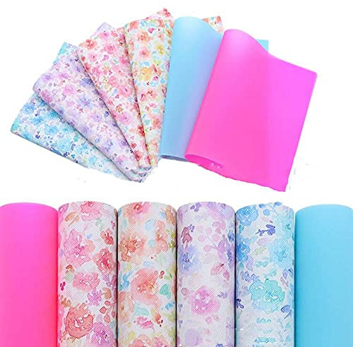 NC 6Pcs Kunstleder Stoff Blatt Set Druck Kunstleder Blätter PU Leder Blätter Kunstleder Stoff Verschiedene Muster Druck Leder Blätter 20 * 33cm DIY Bastelbedarf