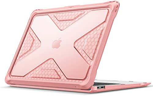 FINTIE Schutzhülle kompatibel mit MacBook Air 13 2020 2019 2018, Modellen A2337 (M1) / A1932 / A2179, Hartschale, Hybrid, robust, transparent, stoßfest, aus TPU, Roségold