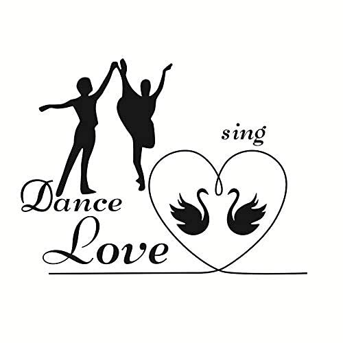 Schlafzimmer Berühmte Sprüche Wandaufkleber, Wandtattoo Kunst, Männer Und Frauen Tanzen Und Singen Liebeszitate Pvc Zwei Schwäne Muster 58X44Cm