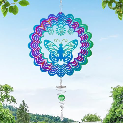 Atrapadores de luz para Exteriores con Cola en Espiral, Mariposa 3D para Colgar en jardín, Patio, Ventana, Regalo para Mujeres, mamá, Abuela, Esposa, Giro cinético, Llamativo y Divertido para Ver