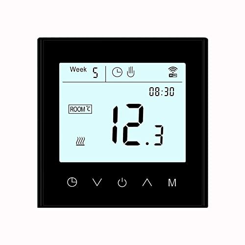 MincoHome Programmable WiFi Thermostat Touch Screen Tuya Smart Temperature Controller for Electric Warm Floor Heating Voice Controller (Black Electric Heating)