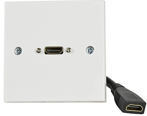 kenable HDMI 2.0 4K Face Plate with 15cm Tail for Media Wall AV Installations White
