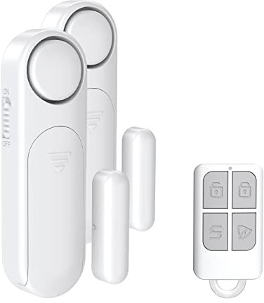 Door Alarm Sensor with Remote Control , 2 Pack SECRUI Wireless Window Door Open Contact Burglar Chime Anti-Theft 2 Mode 120dB Loud Enough Sticky pad Easy to Install for Your home Safety Shop Security