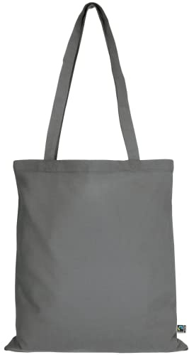 TEXXILLA 10er | 100er | 250er Pack Fairtrade Baumwolltasche - 14 Farben | mit Zwei Langen Henkeln | 38x42cm | Jutebeutel | Einkaufstasche | unbedruckt, Farbe:stahlgrau, Menge:10