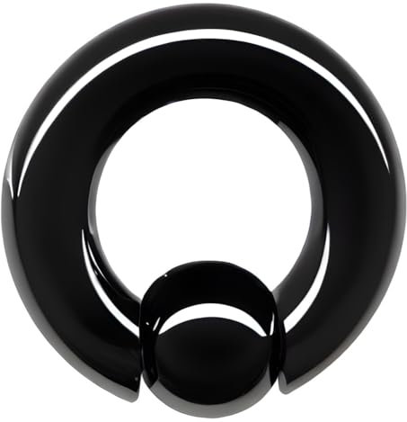 Generisch XL XXL 3-8mm Klemmkugel-Ring Klemmring DICK GROSS CHIRURGEN-STAHL 316L EDELSTAHL Nase Ohr Intim Brust BCR Piercing Segmentring (8mm x 16mm x 10mm, Schwarz Black)