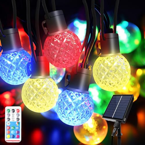 EXTRASTAR Lichterkette RGB Solar Smart 9 + 2 m Außen mit 25 G40 RGB LED Leuchtmittel, wasserdicht, Lichterkette Dekoration für Geburtstag, Garten
