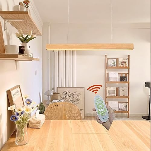 LED Pendelleuchte Esstisch Esszimmerlampe Holz Hängeleuchte Dimmbar Hängelampe Modern Design Pendellampe Höhenverstellbar Kronleuchter Lampe für Küche Wohnzimmer Esstischlampe Hängend Lampen (L60cm)