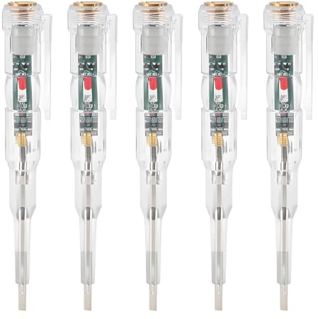 5 Stück Elektrischer Prüfstift Induktiver Spannungsprüfer Schraubendreher Spannungsstift Multifunktional Helles LED-Licht Transparente Schale