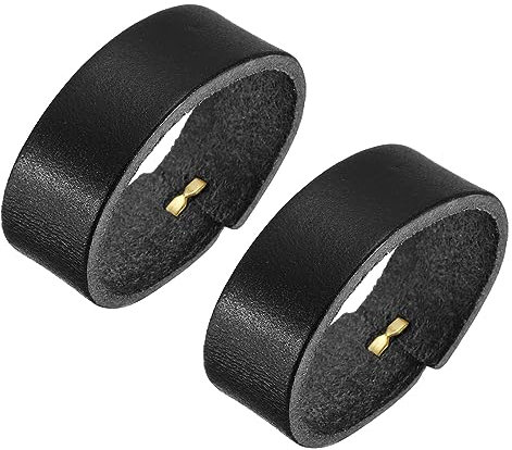 QUARKZMAN 2Stk Leder Gürtel Schleife Halterungen 11.5cm Außenumfang Gürtel Gurtband Ring Schnalle für Handwerker Tasche Gürtel Fixierung (Schwarz)
