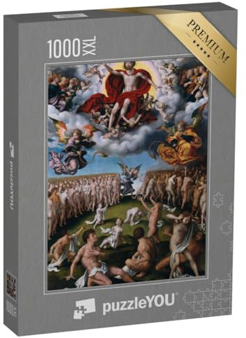 Puzzle 1000 Teile XXL „Jüngstes Gericht, Joos Van Cleve, Ölgemälde“ – aus der Puzzle-Kollektion Engel