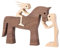 Holzfiguren,Familie Welpe Holz Schnitzerei Ornamente,Katzen Deko,Natürliches Massivholz Niedlich Welpen,Pferd,Kätzchen und Menschen Statue Skulptur,Hand Geschnitzte Home Decor (Paar und Pferd)