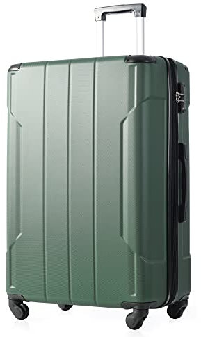 Handgepäck, Erweiterbarer Hartschalenkoffer, ABS-Harshell-Spinner-Gepäck mit TSA-Schloss & 3-stufigem Teleskopgriff, Leichter Koffer mit 4 Universalrollen, Grün, 71,1 cm, Einheitsgröße, Hardside