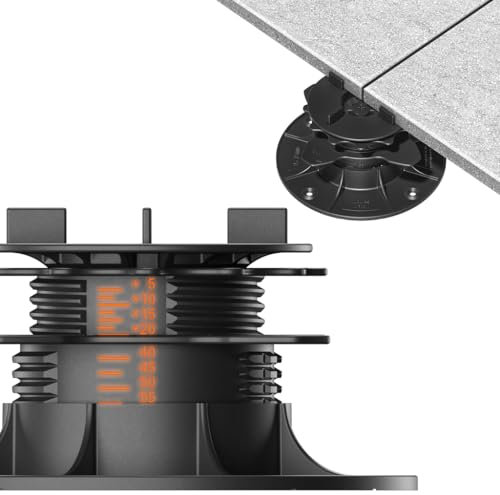 10x LANGFIT® Stelzlager L für Terrassenplatten – Mit Auto-Nivellierung 0-7% – Bis 50% schneller montiert – Mit Maßskala – Stufenlos höhenverstellbar von 43-83mm / Fugenkreuz 3mm – Made in Germany