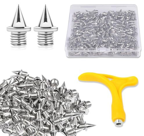 100 PCS 1/4 Inch Track Spikes, Replacement Spikes for Running Shoes Stainless Steel Track and Cross Country Spikes with Spike Wrench