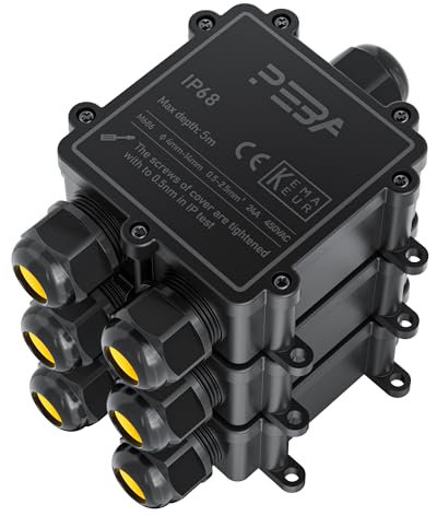 PEBA IP68 Wasserdichte Kabelanschlussdose, 3-Wege Outdoor Kabelverbinder, Abzweigdosen Wasserdicht Verteilerdose, Anschlussdosen, Kabelboxen, Kabelverbindung für 4-14mm, Schwarz (3 Stück)