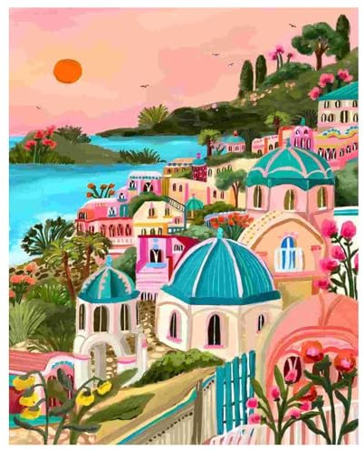 Peinture Numero Adulte, DIY Peinture Par Numero Adulte, Peinture Acrylique pour Adultes Enfants débutants Facile sur Toile Peinture Numero avec peintures et pinceaux, Paysage 40×50 cm