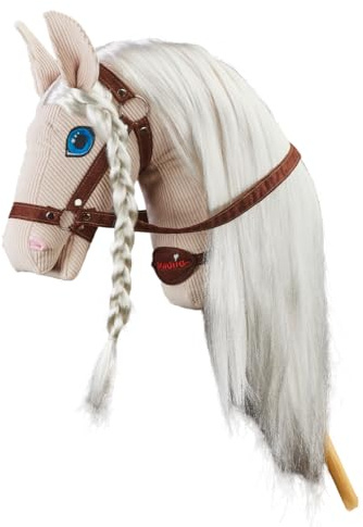 PONNIE Steckenpferd Ponnie White Pearl A3, Hobby Horse, Pferde Spielzeug für Kinder, mit handgemalten Augen, hergestellt in Einer geschützten Werkstatt