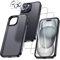 UniqueMe für iPhone 15 Hülle, 5-in-1-Set Handyhülle für iPhone 15 Case Rundumschutz Schutzhülle Cover,1 Handyhülle & 2 Schutzfolie & 2 Kameraschutz - Matt Schwarz