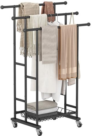 Towel Rack 3 Tier Standing Towel Racks with Storage Basket and Shelf Blanket Ladder Drying and Display Rack for Bathroom Poolside Large Bath Outdoor (Black)