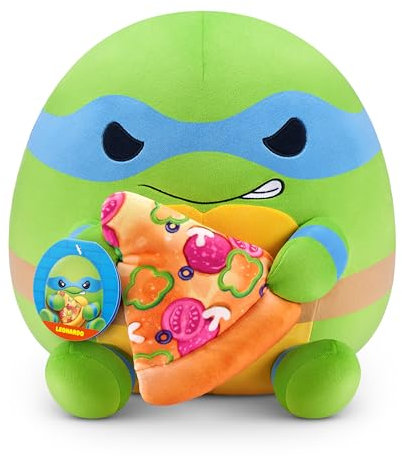Snackles Teenage Mutant Ninja Turtles Edition von ZURU, 35 cm, Plüsch, flauschig-weiches, 35 cm großes Teenage Mutant Ninja Turtles Plüschspielzeug mit Pizza-Accessoire. (Leonardo)