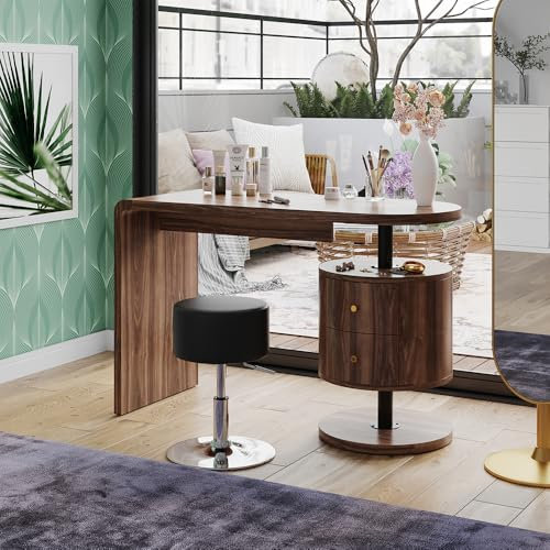 Vicco Schminktisch Lara, Eiche rustikal, 120 cm mit Hocker