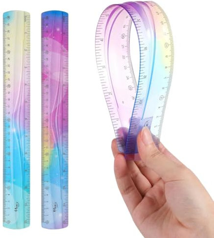 CPJJ Lineal 30cm Flexibles Lineal Weiches Kinder Lineal Kunststoff,Bunte Lineal Set für Studenten Gerades Lineal Gerade Kante Lineal für Kinder & Erwachsene Studenten Schule Klassenzimmer, 2 Stück