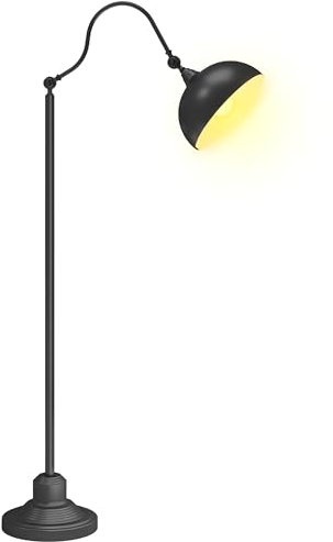 HOMCOM Stehlampe, Stehleuchte mit verstellbarem Lampenschirm, 40 W, Bogenlampe mit E27 Fassung im Retro-Design für Wohnzimmer Schlafzimmer, exkl. Glühbirne, Schwarz
