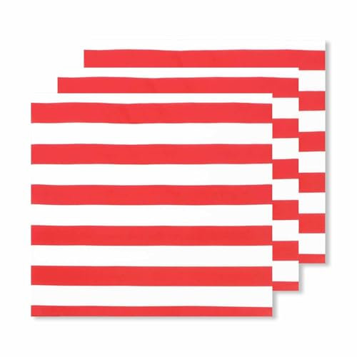 ParPix 20 Stück Karneval Deko Servietten, 33x33cm Rot und Weiß Gestreifte Papierservietten, Servietten Karneval Zirkus Party, Karneval Servietten Geburtstag, Servietten Kindergeburtstag Fasching