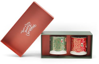 Tipperary Crystal Merry Christmas and Robins Set of 2 Mugs in Gift Box - Red/Green - Gift Idea for Christmas Xmas - Robin Themed Mug, UK Design, Hot Drinks, Tea, Coffee - Luxury Christmas Mug