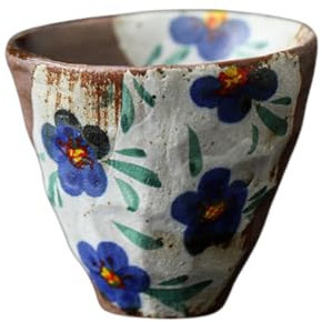 Fcyonixee Taza de té rústica pintada a mano de arcilla Wabi-Sabi, taza de té japonesa vintage de Kung Fu, cerámica cocida de madera para ceremonia de té Gongfu (campanillas)