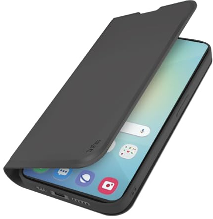SBS Wallet Smooth Schutzhülle für Samsung Galaxy S25, weiche Oberfläche, Kartenfächer, integrierter Stand, Magnetverschluss, einfacher Zugriff auf Tasten, Schwarz