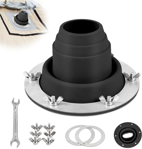 SUPAWAY Manguito para tubo de estufa de tienda, Paso de techo 45-100 mm, Cubierta termorresistente de silicona y base metálica, Conexión para estufa de tienda para camping, exterior y tiendas (Negro)