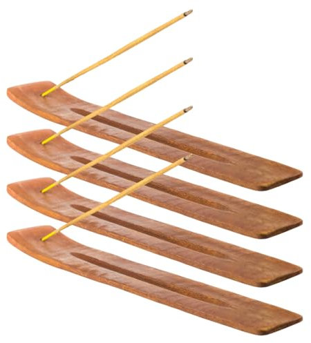 Supports de Bâton Encens, 4 Pièces Porte-Encens en Bois, Porte - Bâtons Encens avec Collecteur de Cendres, pour Salon, Salle de Yoga, Salon de thé et Salle de Méditation