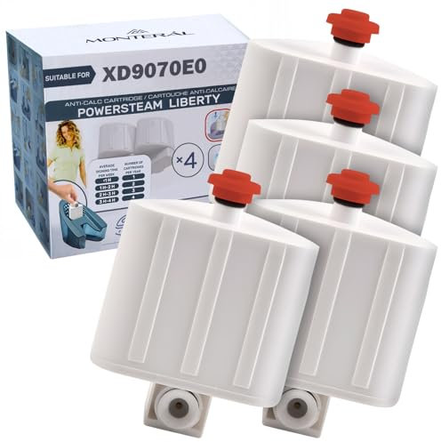 MONTERAL XD9070E0 pour Rowenta Liberty Powersteam Lot de 4 cartouches anti-calcaire adaptées pour Tefal pour chaleur centre repassage