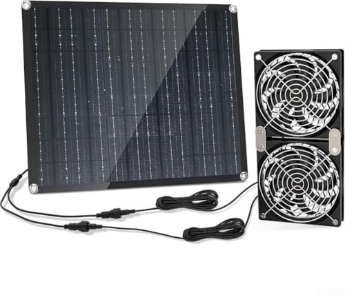 Kit de double ventilateur solaire 30 W avec double ventilateur étanche IPX7 pour une circulation de l'air sûre à l'extérieur pour poulailler serre abri de jardin