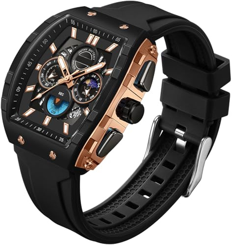 findtime Armbanduhr Herren Chronograph Groß Sportlich Quadratische Uhr Herren Militär Herrenuhr Analog Quarzuhr Datum Luxus Sportuhr für Männer Leuchtzifferblatt Designer Uhren