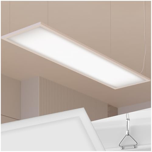 tectake® LED Paneel 119,5 x 29,5 cm, LED Panel utraflach, als Wandlampe und Deckenlampe nutzbar, Deckenleuchte warmweiß, für indirekte Beleuchtung, als Lampe Flur, Deckenleuchte Wohnzimmer