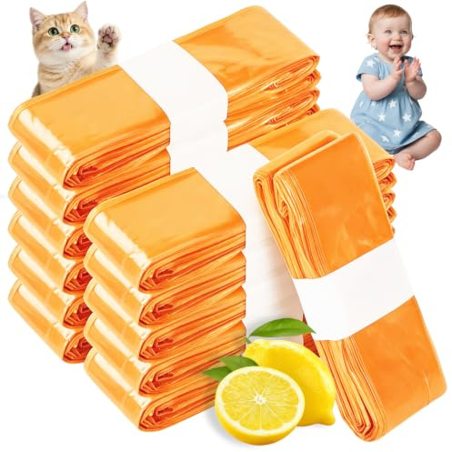 12 Stück Windeleimer Nachfüllfolie Katzenmülleimer Nachfüllbeutel Entsorgungseimer Nachfüllfolie Kompatibel mit Allen Windeleimern und Katzenstreu Entsorgungsbehältern(Orange)