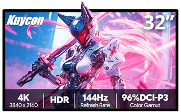 Kuycon P32K 32 inch FHD (3840 x 2160) 4K 144HZ Gaming Monitor, IPS, 1.07 Billion Colors, 99% sRGB, 5ms, HDR, 178° Viewing Angle (Minimalist - without Stand)