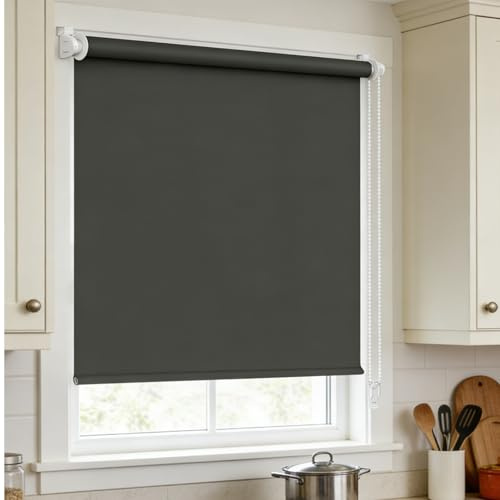 Dachfenster Verdunkelungsrollo 86 x 170 cm Thermorollo Sichtschutz Sonnenschutz Fenster Rollo Innen Fenster Klemmfix Rollo Ohne Bohren für & Türen, Dunkelgrau