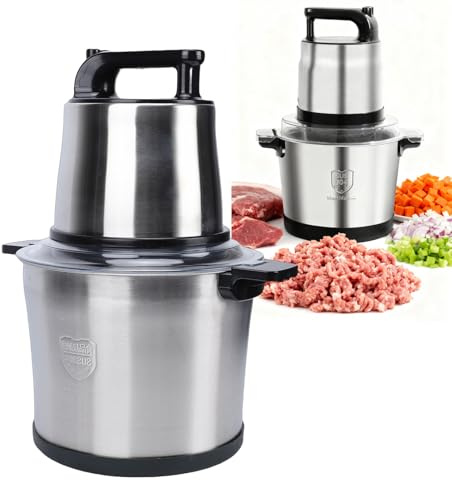 AMONIDA Hachoir à Viande, Robot Culinaire électrique 1800 W avec Bol en Acier Inoxydable de 10 L, Modes à Double Vitesse pour le Pétrissage de la Pâte à la Viande, aux Noix, aux Légumes et (Prise UE