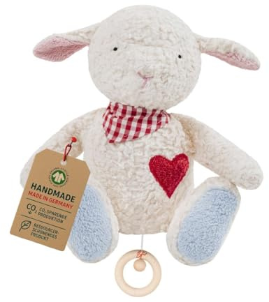 Efie Bio -Spieluhr Schäfchen, kontrolliert biologischer Anbau (organic), Made in Germany, GOTS zertifiziert, nachhaltig, Melodie (Schuberts Wiegenlied)