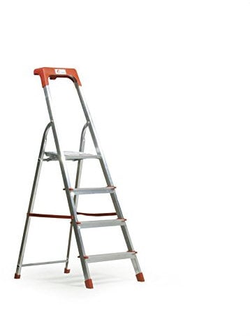 Inferramenta scala scaletto per uso domestico e professionale in alluminio portata 150 kg made in Italy certificata EN 131 (4 gradini)