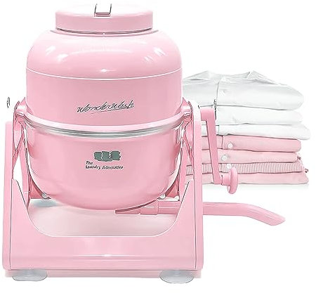 WonderWash Portable Washing Machine for Apartment & Tiny Spaces - Manual Hand Clothes Washer with Retro Design - Clean Laundry Anywhere with Our Countertop, Non-Electric, Small Washer - Pink