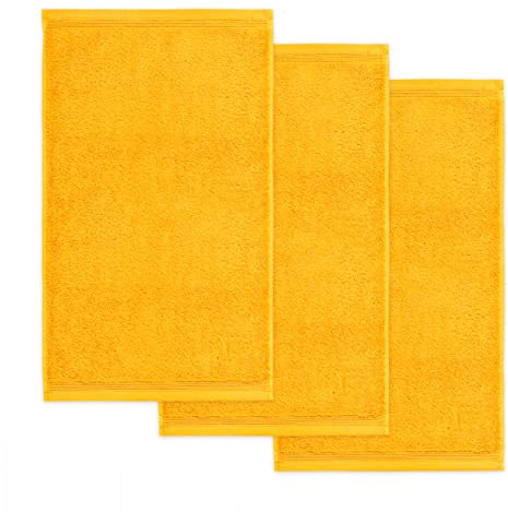 möve Superwuschel Gästetuch 30 x 50 cm aus 100% Baumwolle, Orange (hellorange), 3er Set